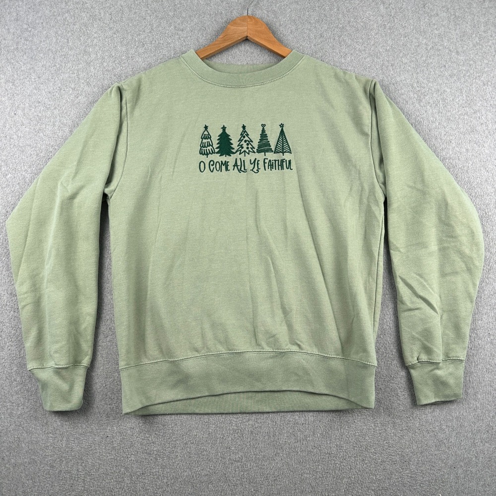 Love in Faith Sweatshirt Unisex‎ Medium Green O Come All Ye Faithful Christmas